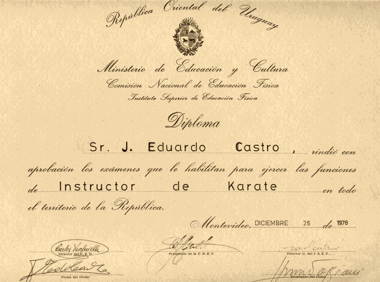 Uruguayan Official Instructor Certificate