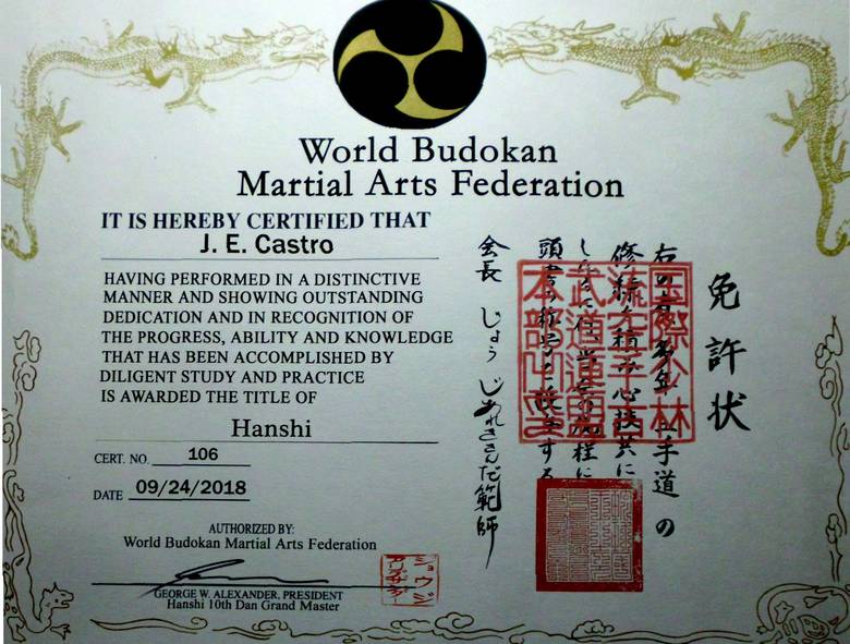 Hanshi Certificate